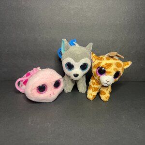 Lot of 3 2014 TY Beanie Baby Boos - Slowpoke Turtle, Slush Dog & Safari Giraffe